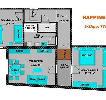 Daire Happiness 3-zapp 1-og Hofgeismar-zentrum! *