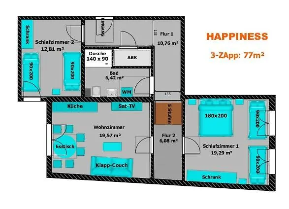 아파트 Happiness 2-zapp 1-og Hofgeismar-zentrum! *